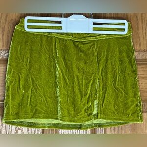 Urban Outfitters Green Velvet Mini Skort